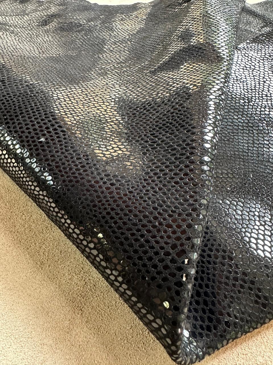 Goat Leather Print Lizard Black B