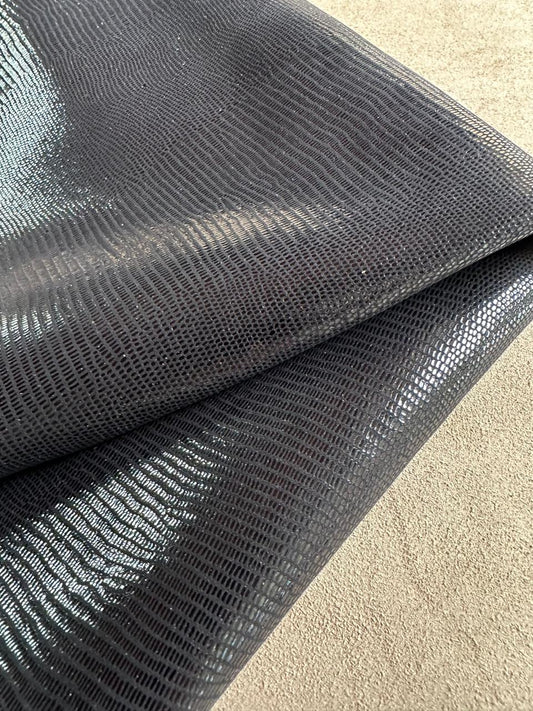 Goat Leather Print Lizard Black B