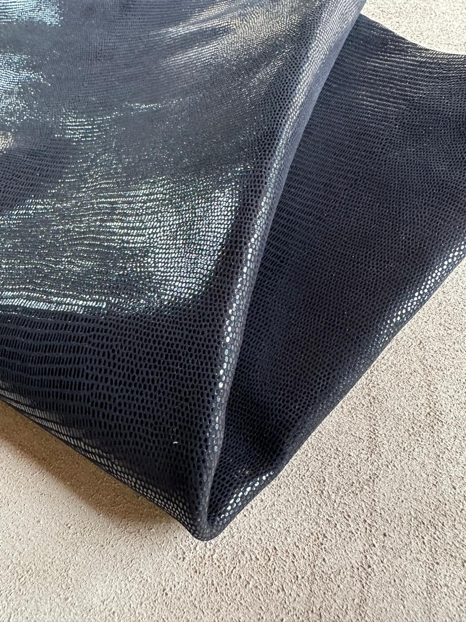 Goat Leather Print Lizard Black D