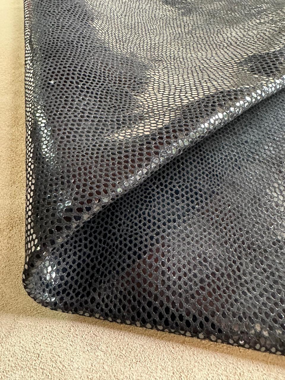 Goat Leather Print Lizard Black D